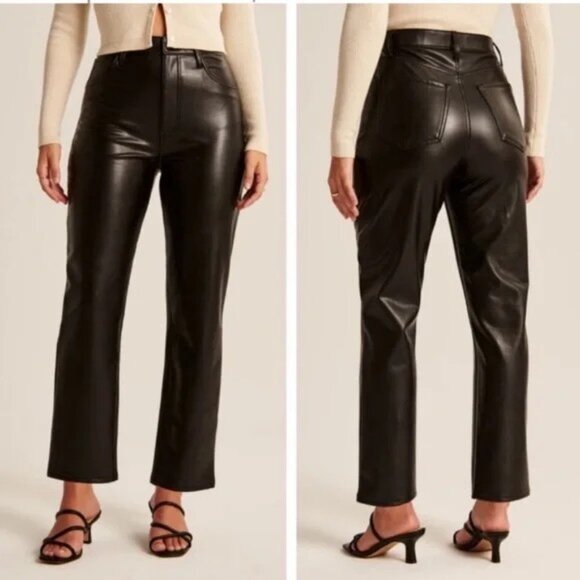 Abercrombie & Fitch Pants - Abercrombie & Fitch The Ankle Straight Ultra High Rise Vegan Leather Pants- 27/4